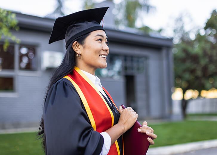 Proud Asian female University student graduate